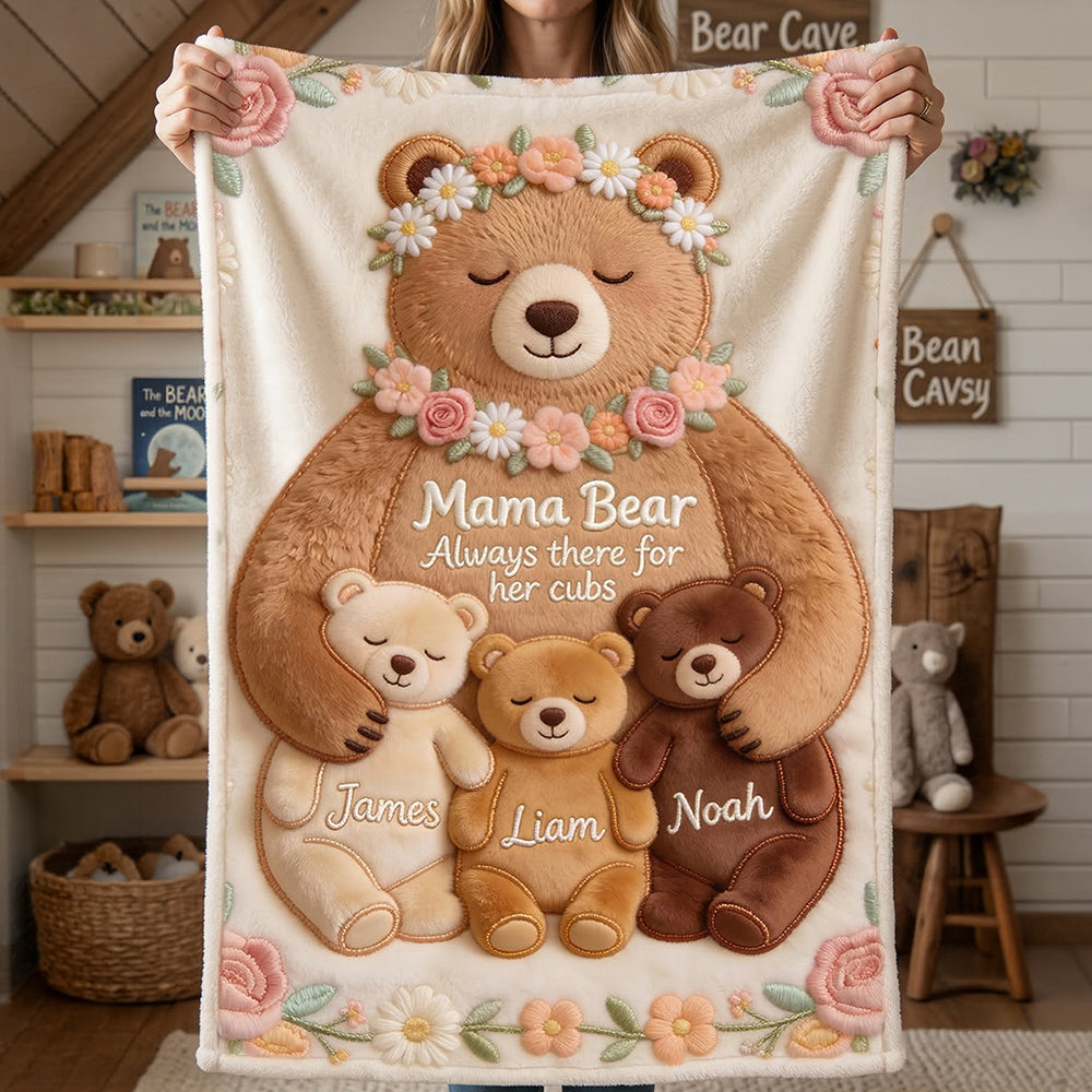 Mama Bear Blanket Personalized Gifts For Mom 01PGDT160326 - Blanket - GoDuckee