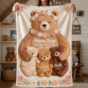 Mama Bear Blanket Personalized Gifts For Mom 01PGDT160326 - Blanket - GoDuckee