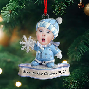 Custom Photo Gifts For Babies First Christmas Ornament 04KALU111024 - Ornament - GoDuckee