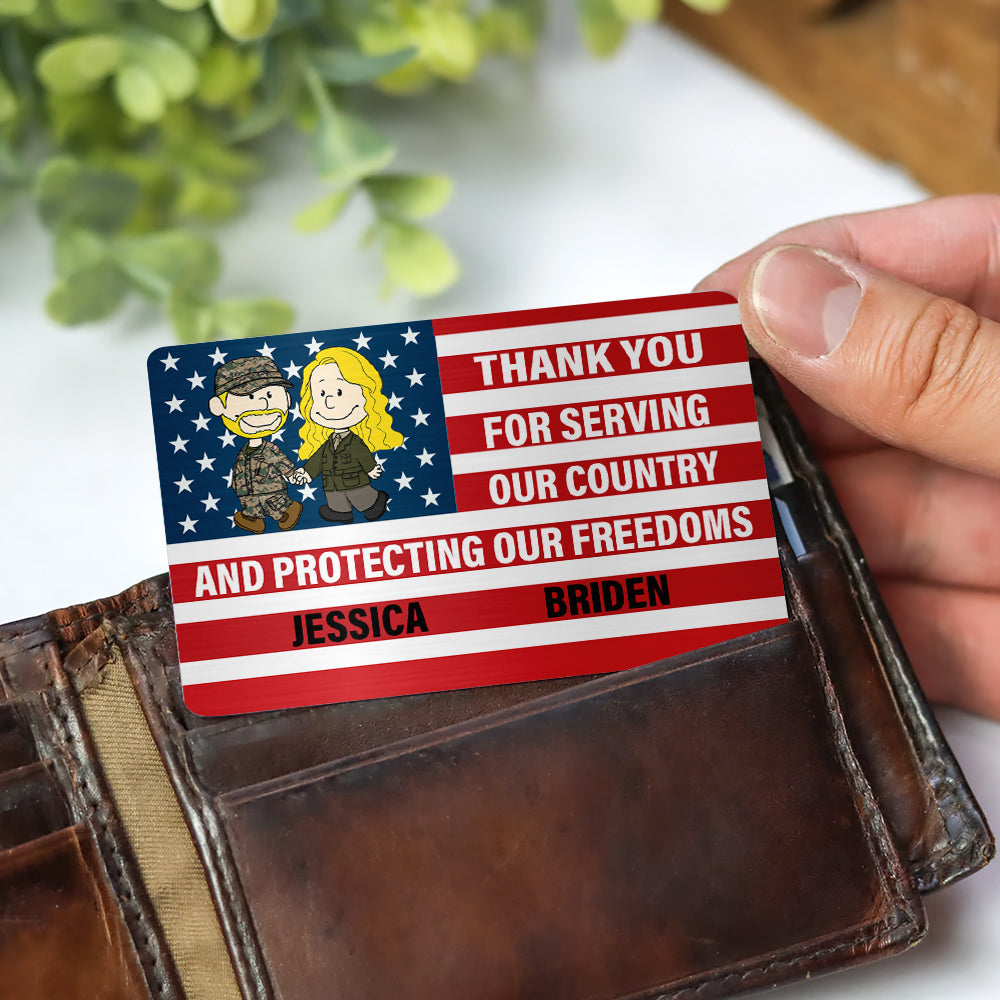 Personalized Gifts For Veteran Couples Aluminum Wallet Card 04TOLU110125HG - Wallet Card - GoDuckee