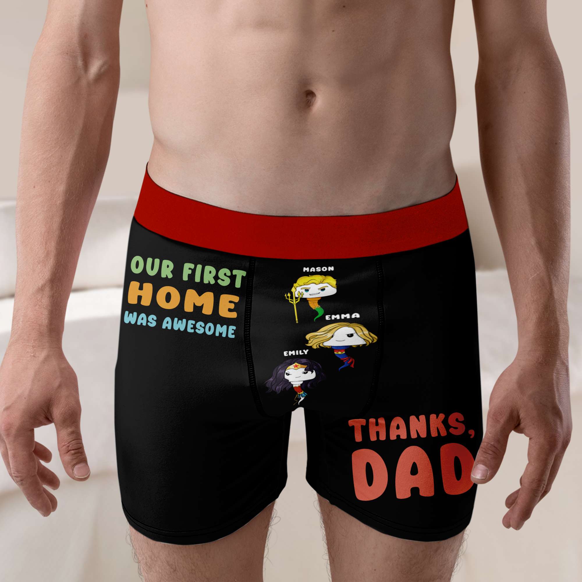 Personalized Gifts For Dad Men's Boxers Cute Sperms Our First Home Was Awesome 01QHMH230124HA - Boxers & Briefs - GoDuckee