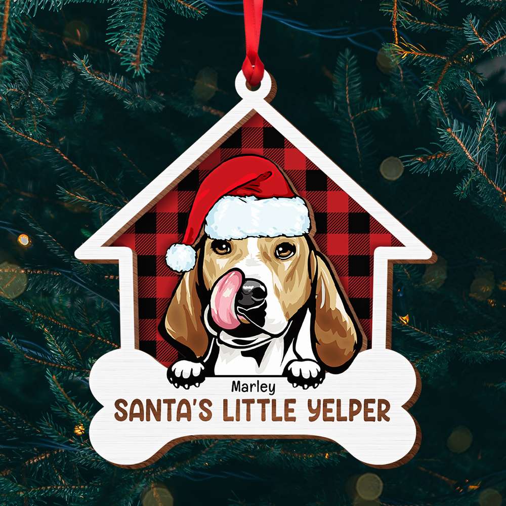 Santa's Little Yelper, Gift For Dog Lover, Personalized Ornament, Dog House Ornament, Christmas Gift - Ornament - GoDuckee