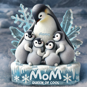 Personalized Gifts For Penguin Mom Acrylic Plaque- Queen Of Cool 04QHLU160425 - Shaped Plaques - GoDuckee