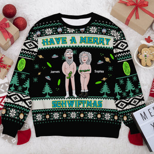 Personalized Gifts for Couple, Funny Couple Merry Christmas Ugly Sweater 01KADC170824HG - Ugly Christmas Sweater - GoDuckee