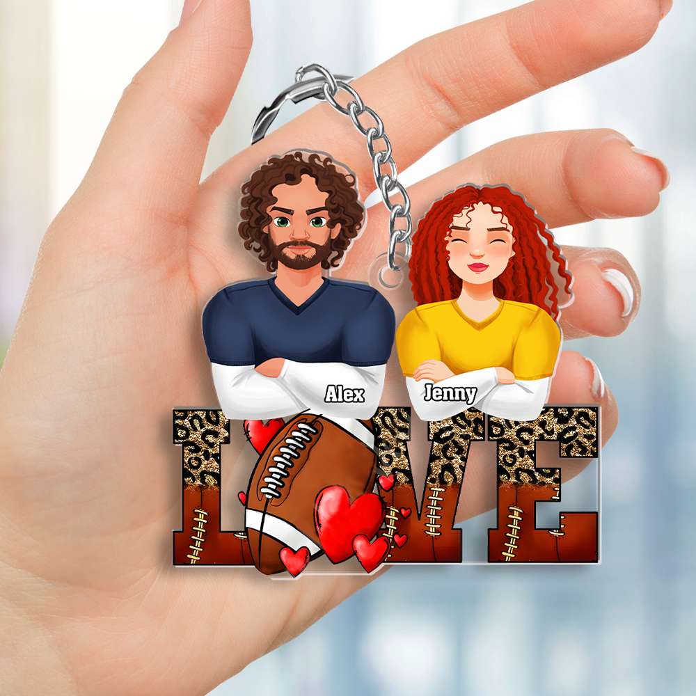 Personalized Gifts For Football Lover Acrylic Keychain Couple Valentine 01XQMH101224HG