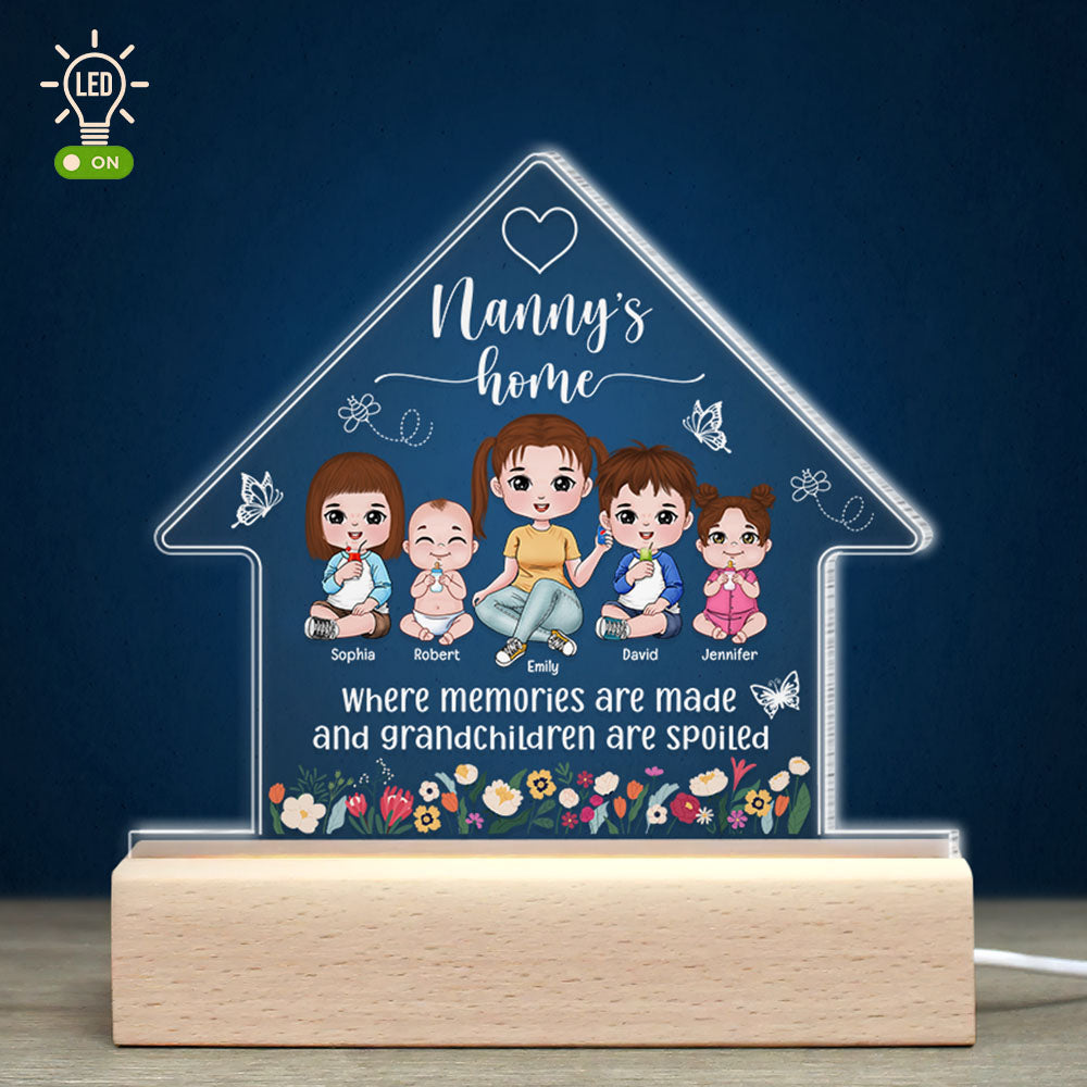 Grandma's Home Where Memories Are Made And Grandchildren Are Spoiled- Personalized Led Light- Gift For Grandma- Grandma Led Light - Led Night Light - GoDuckee