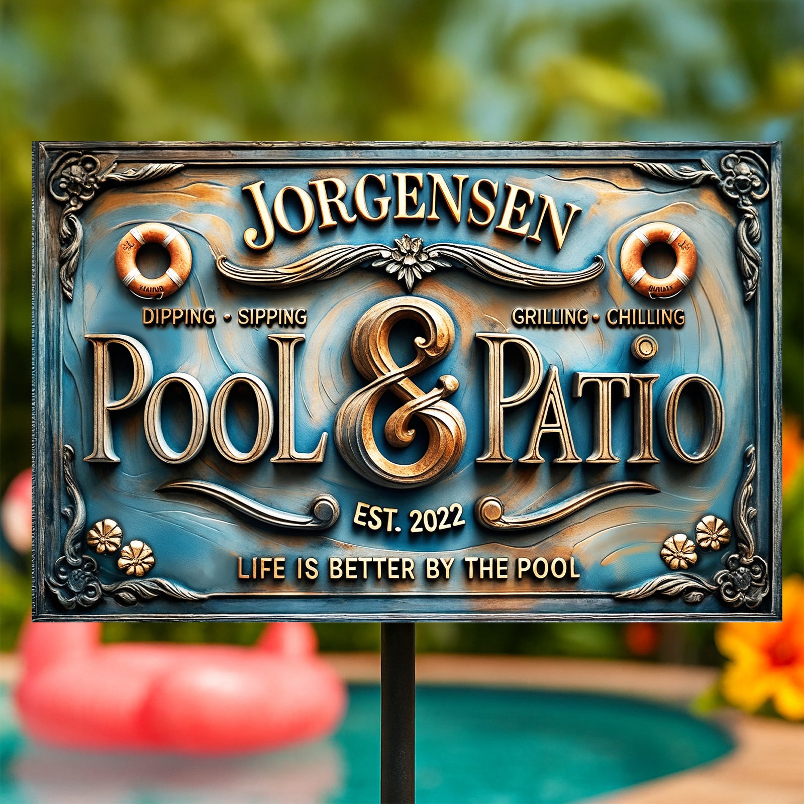 Pool & Patio Metal Sign - Personalized Gifts For Family 02qhhg070725 - Metal Signs - GoDuckee