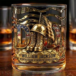 Proud Veteran Dad Drinking Glass - Personalized Gifts For Dads 03tgtn070526 - Glass - GoDuckee