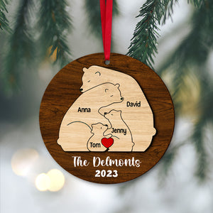 Bear Family Hugging Personalized Wood Ornament, Christmas Gift For Family - PW-2LWORM-02QHTN071123 - Ornament - GoDuckee