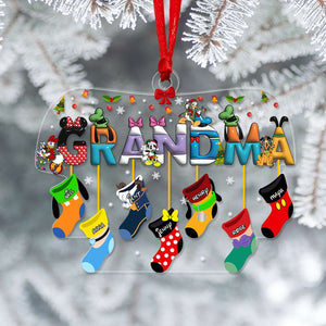 Personalized Gifts For Grandma Cartoon Socks Christmas Acrylic Ornament 04XQLU071124 - Ornament - GoDuckee