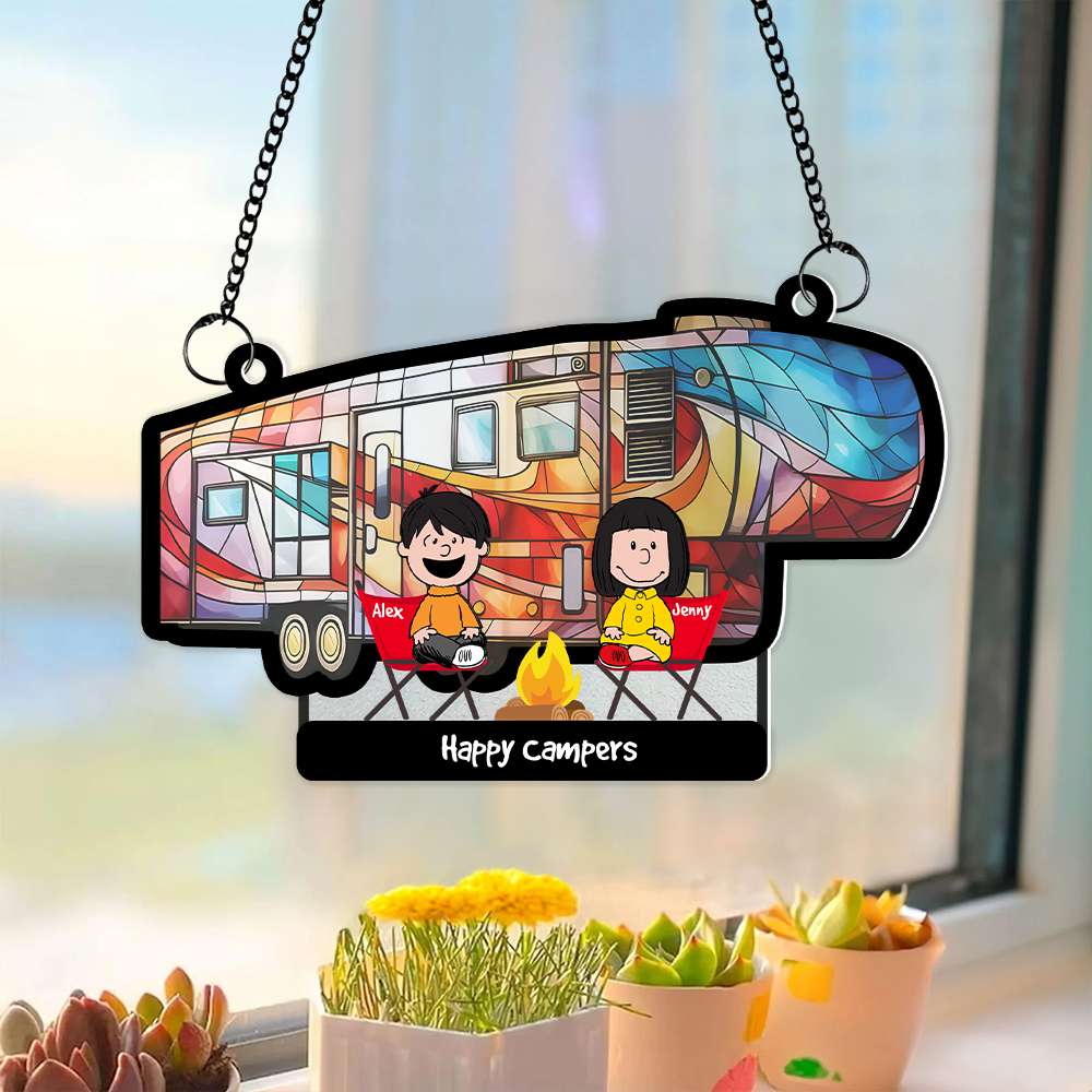 Personalized Gifts For Couple Suncatcher Ornament Camping Couple 04KAMH131224HH - Ornament - GoDuckee