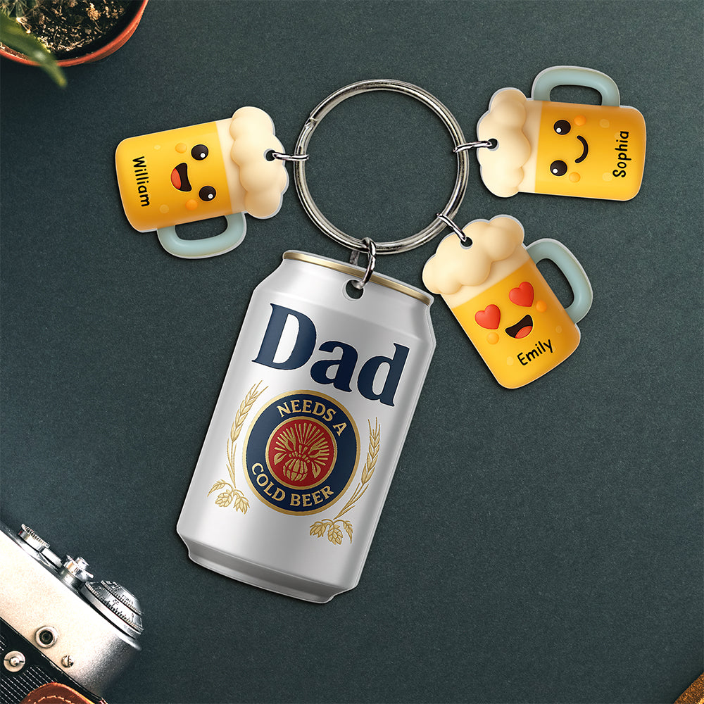 Best Dad With Little Beer Charms Acrylic Tag Keychain - Personalized Gifts For Father 01NAQN250425 - Keychains - GoDuckee