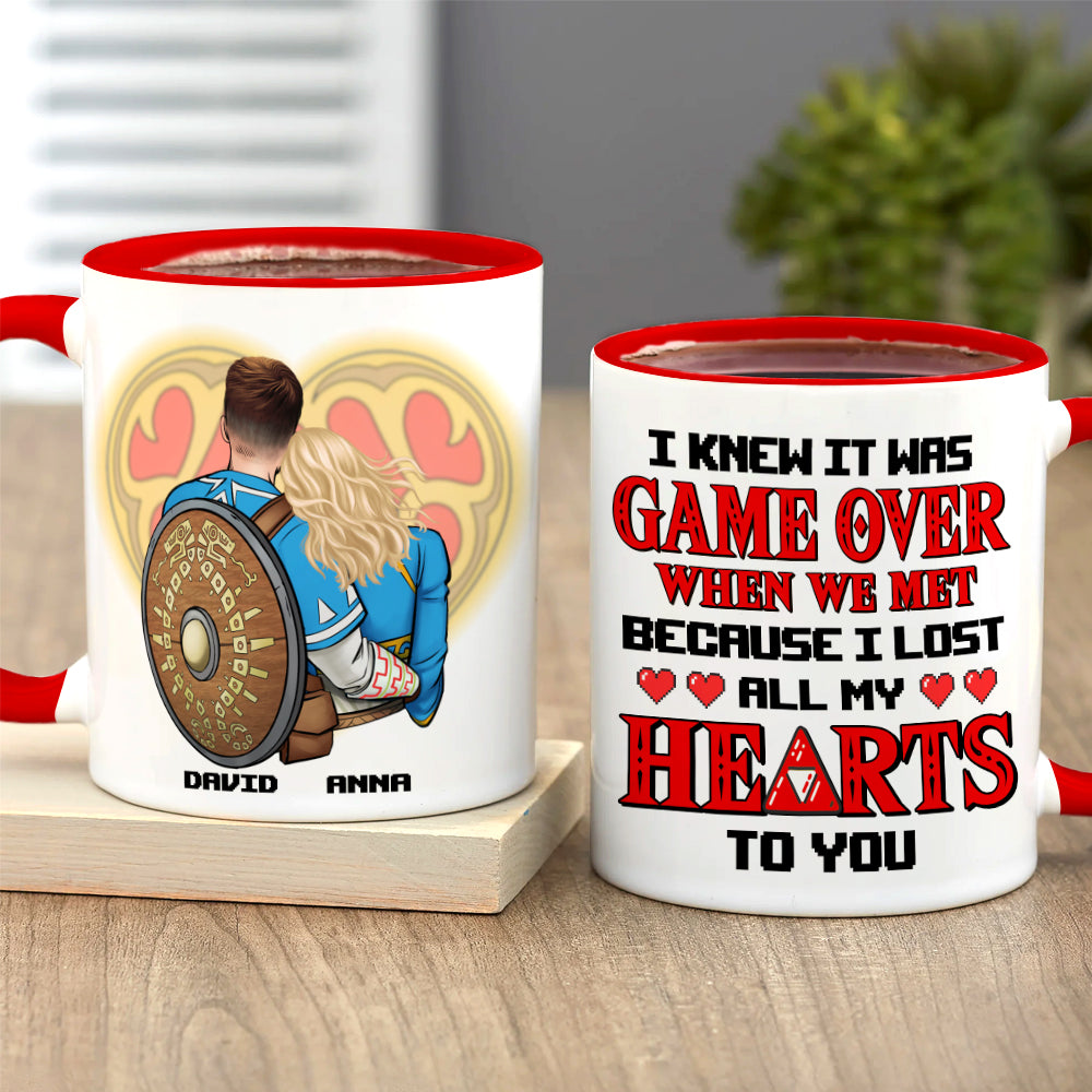 I Lost All My Hearts To You, Personalized 02NATN091223HH Accent Mug, Gift For Couple, Valentine's Day Gift - Coffee Mug - GoDuckee