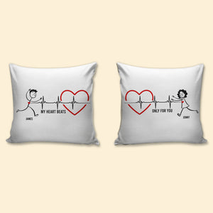 Romantic Couple, My Heart Beats Only For You, Personalized Couple Square Pillow, Gifts For Couple - Pillow - GoDuckee