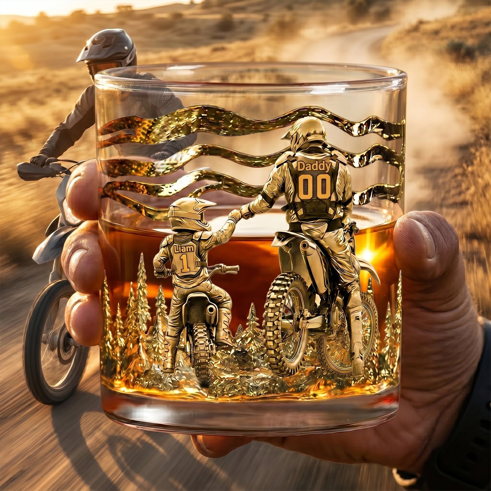 Dad Dirt Bike Round Glass - Personalized Gifts For Dad 05tglu140526 - Glass - GoDuckee