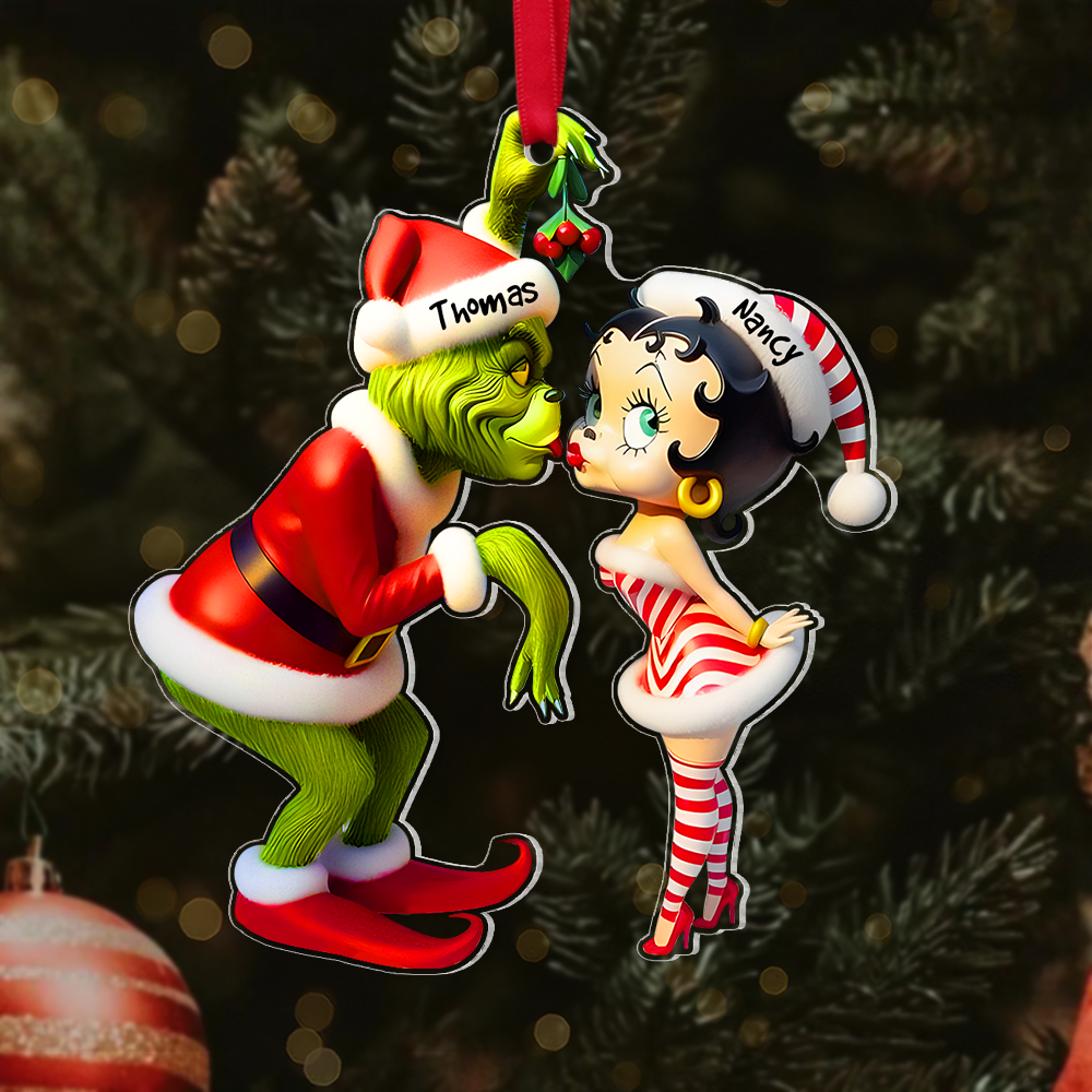 Personalized Gifts For Couple Christmas Ornament Kiss Under The Mistletoe 05xqpu061124 - Ornament - GoDuckee