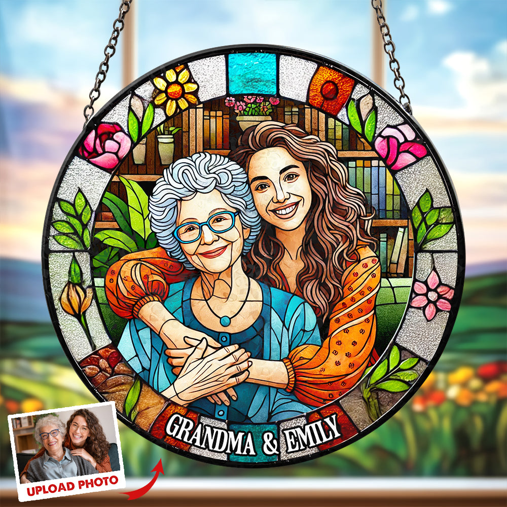 Custom Photo Gifts For Grandma Stained Glass Grandma Sunflower 04DTDT050325 - Ornament - GoDuckee