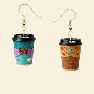Coffee Princess Earrings - Personalized Gifts For Her 03pgmg150725 - Earrings - GoDuckee