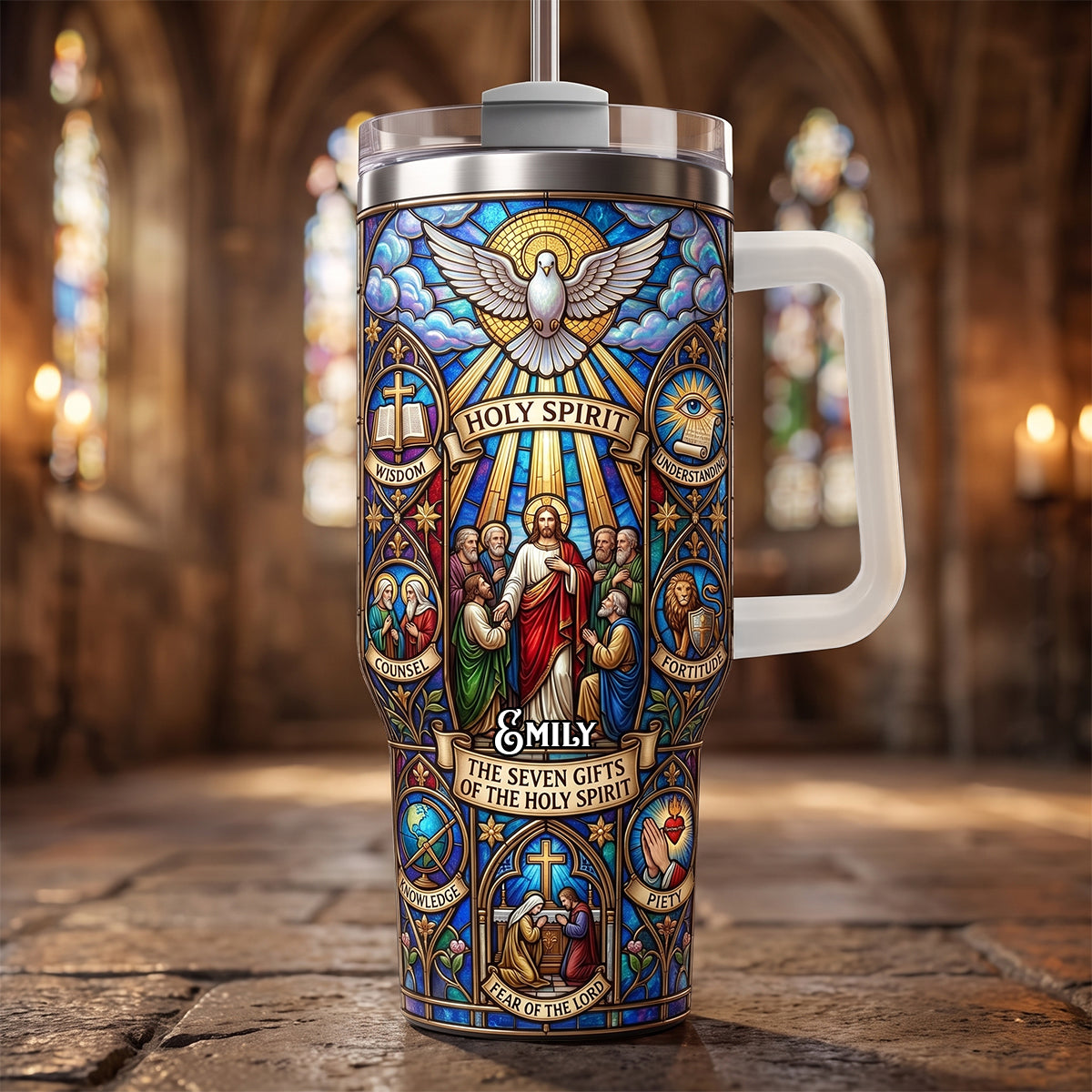 Holy Spirit 40oz Tumbler With Handle - Personalized Gifts For Christians 02padh010726 - Tumbler Cup - GoDuckee