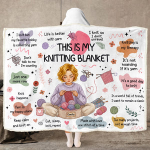 Cozy Knitting Girl Hood Blanket, Personalized Gifts For Knitting Lovers 02qhqn110826 - Blanket - GoDuckee