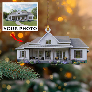 Custom Photo Gifts For Family, Upload House Photo Christmas Ornament 02PGXX010824 - Ornament - GoDuckee