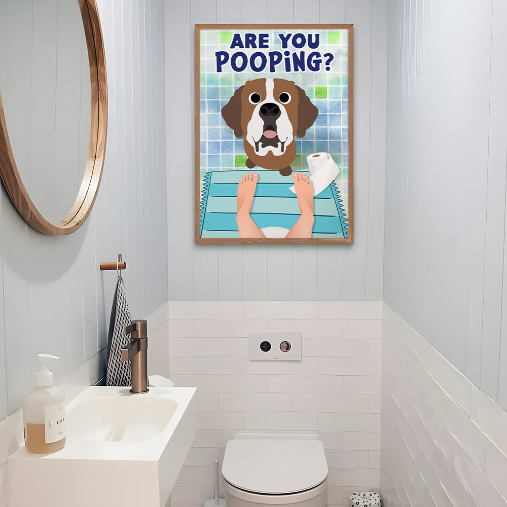 Personalized Gifts For Dog Moms Dog Dads 02HUPU060824 Funny Dog On Toilet - Poster & Canvas - GoDuckee