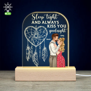Sleep Tight And Always Kiss You- Personalized 3D Led Light- Couple Gift - Led Night Light - GoDuckee