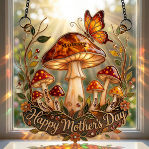 Whimsical Mushroom Mom Suncatcher - Personalized Gift For Moms 04PALU140426
