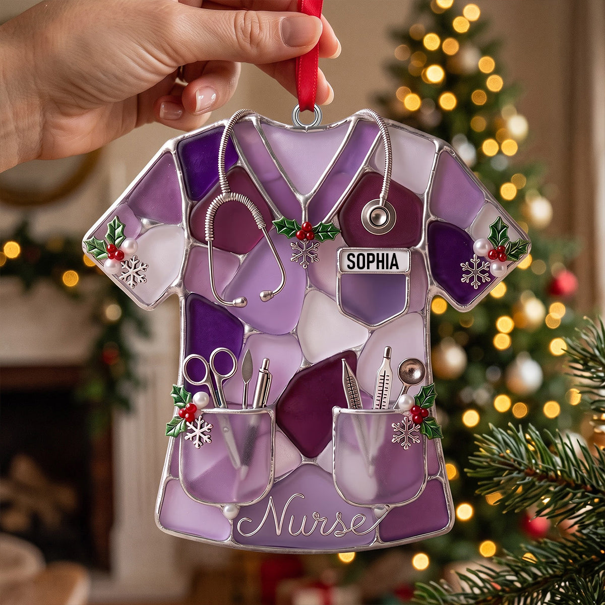 Sea Glass-Style Nurse Scrub Christmas Ornament - Personalized Christmas Gift For Nurse 01pgtn141026 - Ornament - GoDuckee