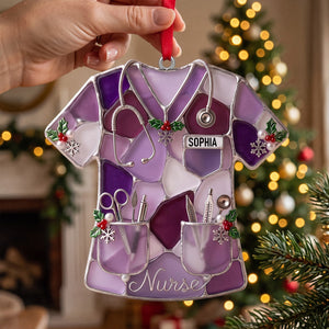 Sea Glass-Style Nurse Scrub Christmas Ornament - Personalized Christmas Gift For Nurse 01pgtn141026 - Ornament - GoDuckee