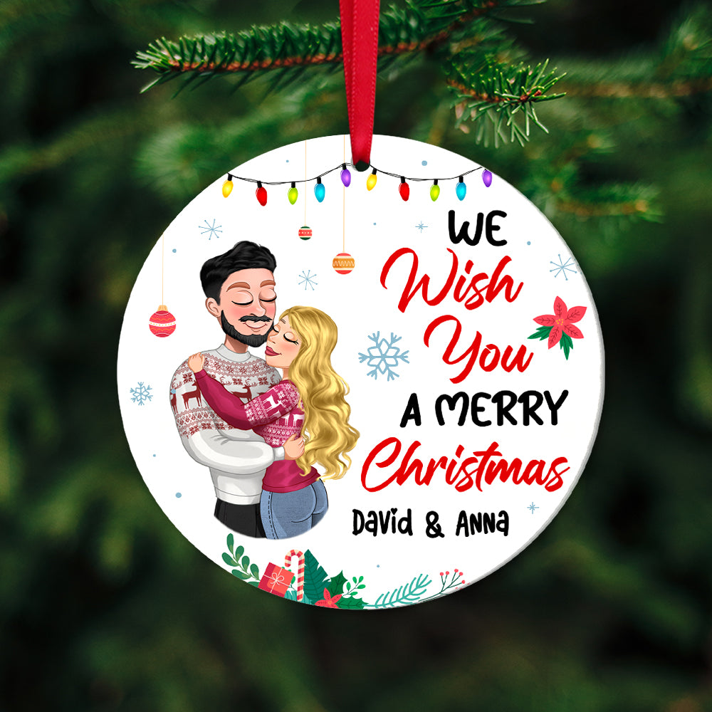We Wish You A Merry Christmas, Personalized Acrylic Ornament, Xmas Gift For Couple - Ornament - GoDuckee