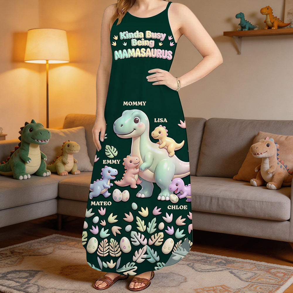 Dinosaur Mom Maxi Dress Personalized Mother's Day Gifts 01NADT300326 - Dress - GoDuckee