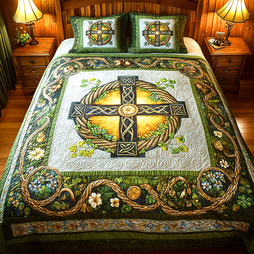 Gifts For Christian Quilt Bedding Set Special Line - St. Patrick's Edition, Celtic Cross 01tgqn180125 - Blanket - GoDuckee