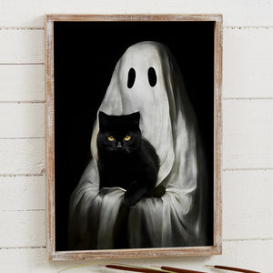 Black Cat And Ghost Canvas Print 04acxx200824 Halloween Gifts - Poster & Canvas - GoDuckee