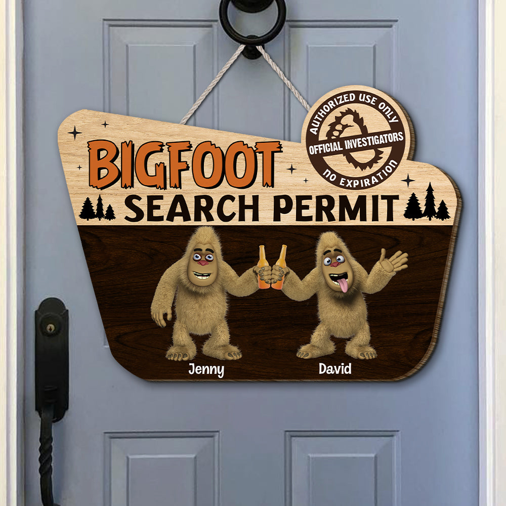 Bigfoot Search Permit, Personalized 03QHTN181223 Custom Shaped Wooden Sign - Wood Sign - GoDuckee