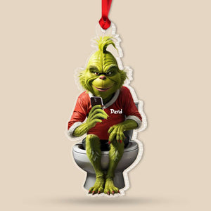 Funny Green Man On Toilet Personalized Acrylic Ornament 04QHHN271123 - Ornament - GoDuckee