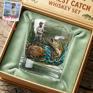 Marvelous Fishing Dad Drinking Glass - Custom Photo Gifts For Dads 03tota090526 - Glass - GoDuckee
