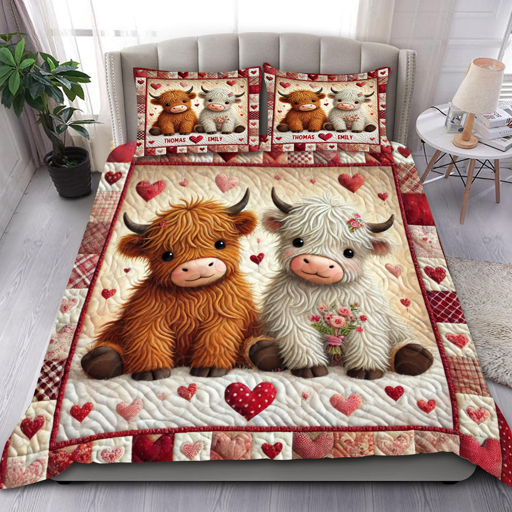 Personalized Gifts For Cow Couple Quilt Bedding Set 03XQPU080125 - Blanket - GoDuckee