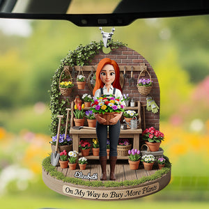 Flower Garden Girl Car Ornament Personalized Gifts For Gardeners 03NADT250625 - Ornament - GoDuckee