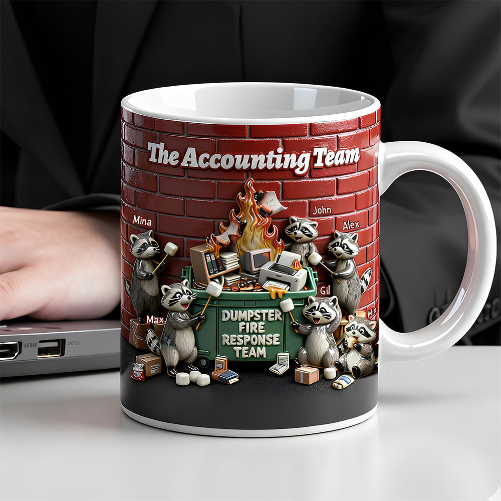 Fun Raccoon Dumpster Fire Response Team Mug, Personalized Gift For Coworker 02qhdt271125 - Coffee Mug - GoDuckee