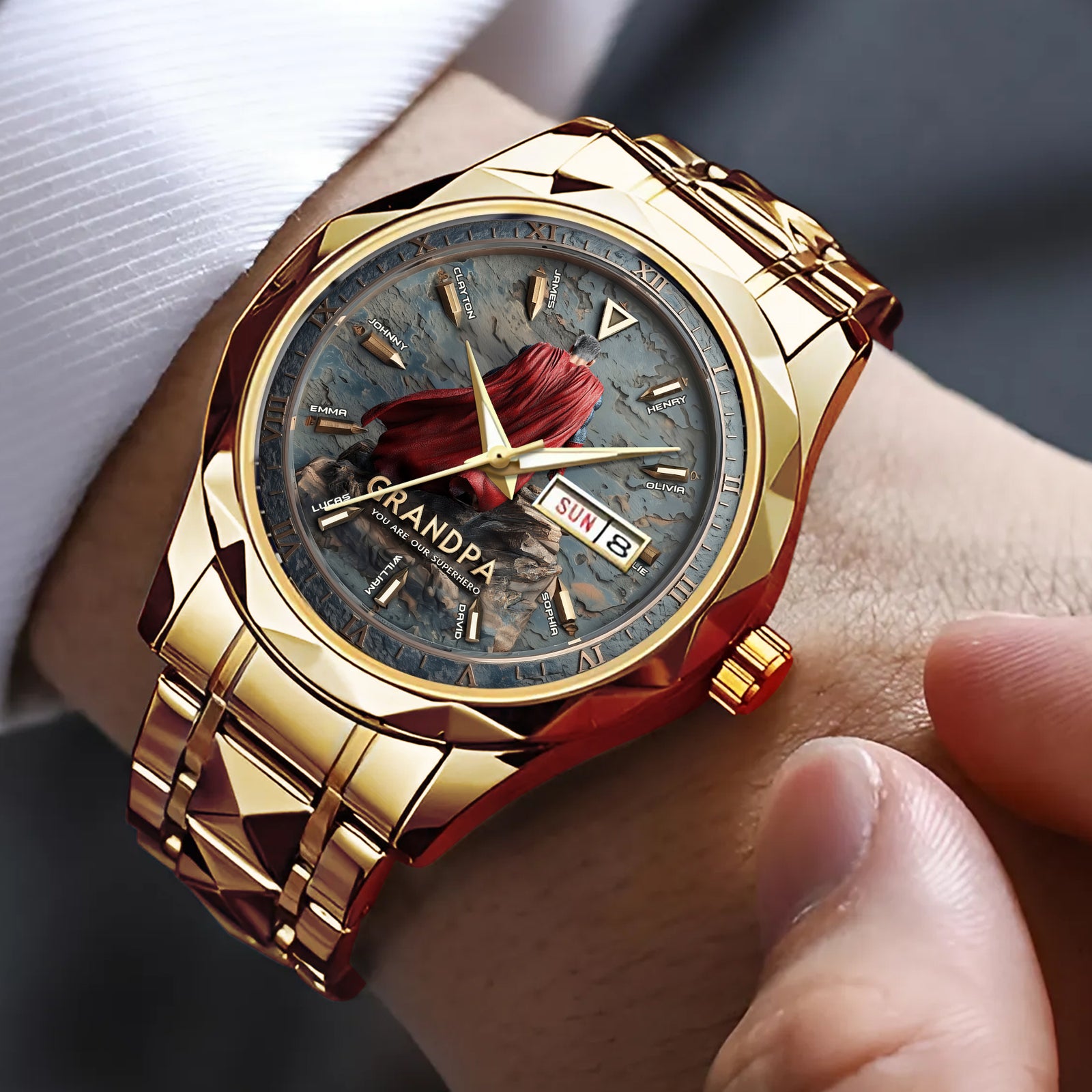 Proud Grandpa Men's Watch Personalized Gifts for Dad 03TGDT290725 - Men's Watch - GoDuckee