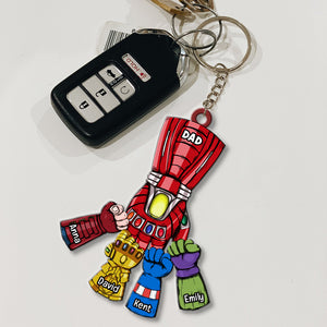Super Dad With First Bump Personalized Keychain, Father's Day Gift - Keychains - GoDuckee
