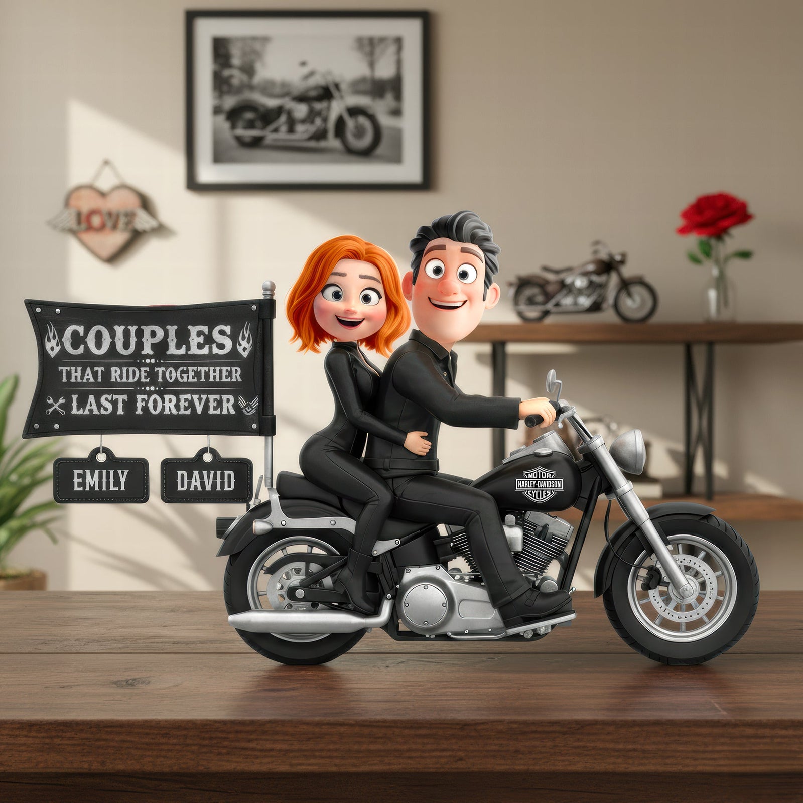 Biker Couple Acrylic Plaque - Personalized Gifts For Couples 05kiqn151225 - Shaped Plaques - GoDuckee