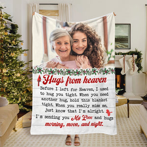 Hug From Heaven, Custom Photo Memorial Blanket, Christmas Gift For Family - Blanket - GoDuckee