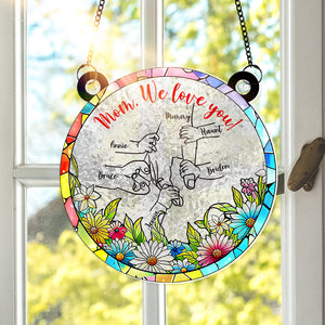 Hand In Hand Window Hanging Suncatcher Ornament - Personalized Gift For Mom 03XQLU280325 - Ornament - GoDuckee
