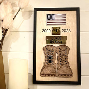 Personalized Gift For Veteran Wood Sign, Proud Military Display Plaque 04qhqn050924 - Wood Sign - GoDuckee