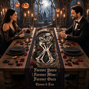 Eternal Love Skeleton Couple Quilted Table Runner - Personalized Gifts For Couples 06hudt150826