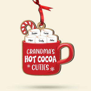 Family's Hot Cocoa Cuties, Gift For Family, Personalized Ornament, Marshmallow Kids Wood Ornament, Christmas Gift 04HUHN170823 - Ornament - GoDuckee