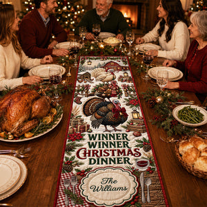 Winner Winner Christmas Dinner Quilted Table Runner - Personalized Christmas Gifts 07padt150826