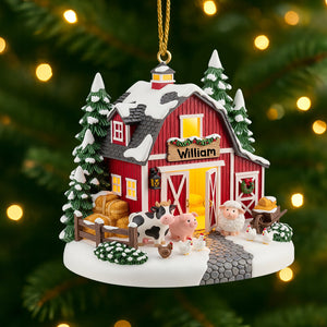 Red Barn Miniature House Acrylic Ornament Personalized Gifts For Farmer 06pgtn090825 - Ornament - GoDuckee